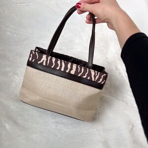NEW Estée Lauder Raffia Small Tote Beach Vacation Animal Print Brown